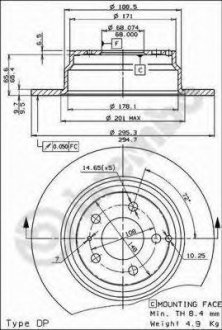 Тормозной диск BREMBO 08.5569.21