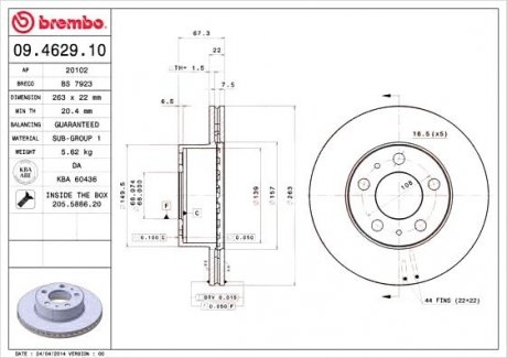 Тормозной диск BREMBO 09.4629.10