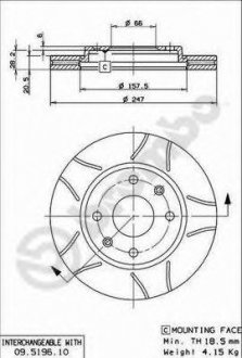 Тормозной диск BREMBO 09.5196.75