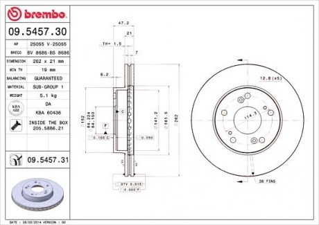 Тормозной диск BREMBO 09.5457.31 (фото 1)