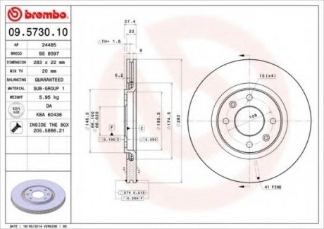 Тормозной диск BREMBO 09.5730.10