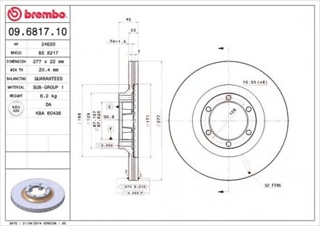 Тормозной диск BREMBO 09.6817.10