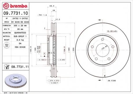 Тормозной диск BREMBO 09.7731.11