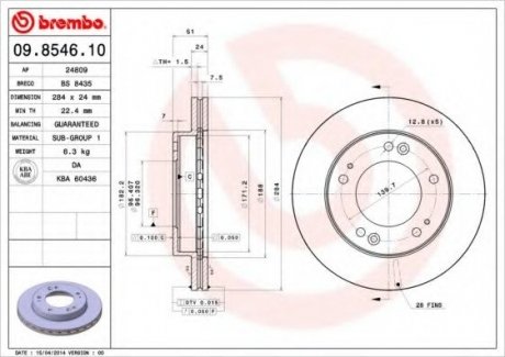 Тормозной диск BREMBO 09.8546.10