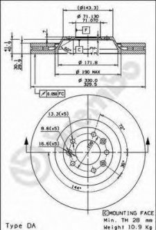 Тормозной диск BREMBO 09.8670.11