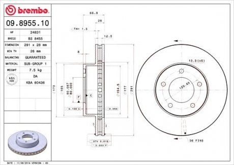 Тормозной диск BREMBO 09.8955.10