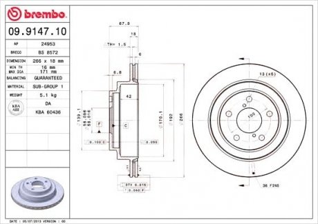 Тормозной диск BREMBO 09.9147.10