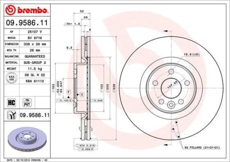 Тормозной диск BREMBO 09.9586.11