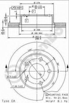 Тормозной диск BREMBO 09.9615.14 (фото 1)