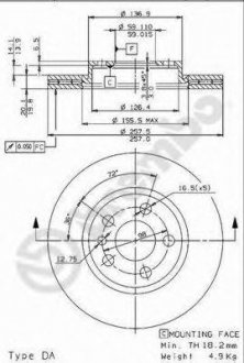 Тормозной диск BREMBO 09.9631.34