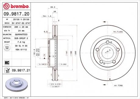 Тормозной диск BREMBO 09.9817.20