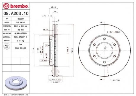 Гальмівний диск BREMBO 09.A203.10