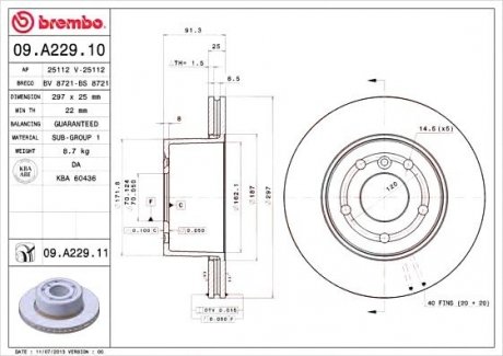 Гальмівний диск BREMBO 09.A229.11 (фото 1)