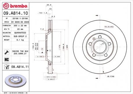 Гальмівний диск BREMBO 09.A814.11