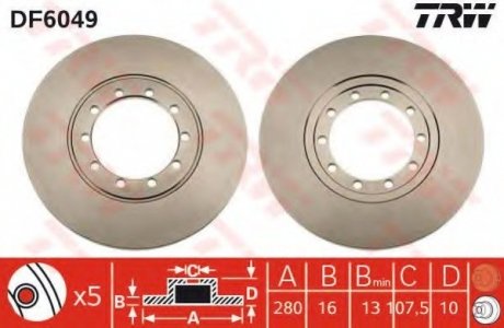 Гальмівний диск TRW TRW DF6049