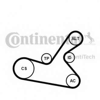 Комплект поліклиновий (ремінь+ролики) CONTI 6PK1125 K1 CONTITECH 6PK1125K1