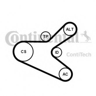 Комплект поліклиновий (ремінь+ролики) CONTI 6PK1153 K2 CONTITECH 6PK1153K2