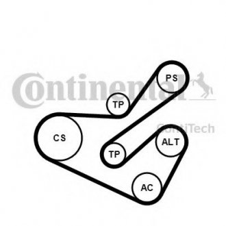 Комплект поліклиновий (ремінь+ролики) CONTI 6PK1740 K1 CONTITECH 6PK1740K1