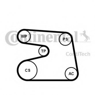 Комплект поліклиновий (ремінь+ролики) CONTI 6PK1873 K4 CONTITECH 6PK1873K4 (фото 1)