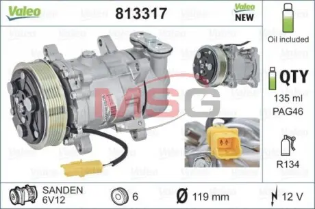 Компрессор кондиционера (Новый) VALEO 813317