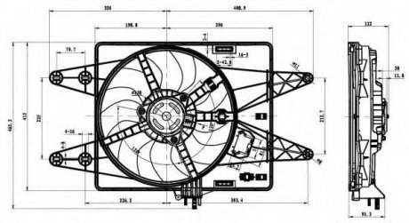 Вентилятор радіатору Fiat Doblo 1.9D 01- (з дифузо NRF 47430