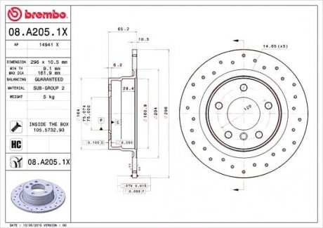 Тормозной диск BREMBO 08.A205.1X
