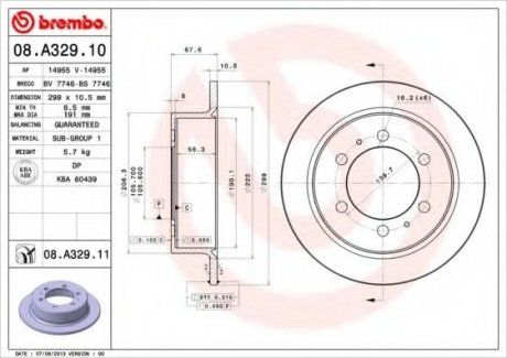 Гальмівний диск BREMBO 08.A329.11 (фото 1)