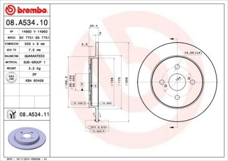 Тормозной диск BREMBO 08.A534.11