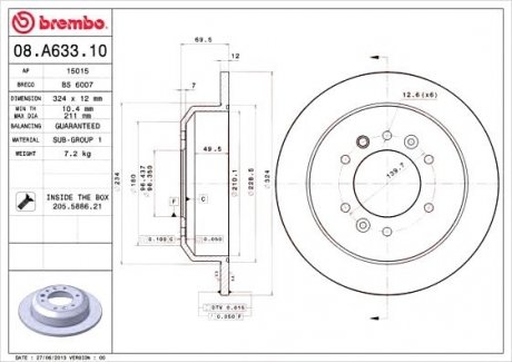 Тормозной диск BREMBO 08.A633.10