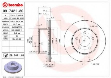 Тормозной диск BREMBO 09.7421.81