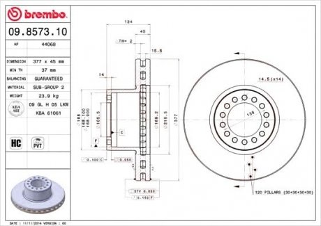 Тормозной диск BREMBO 09.8573.10