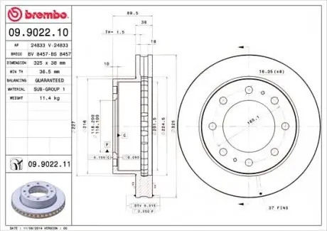 Гальмівний диск BREMBO 09.9022.11