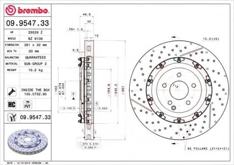 Тормозной диск BREMBO 09.9547.33