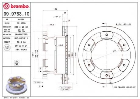 Гальмівний диск BREMBO 09.9763.10