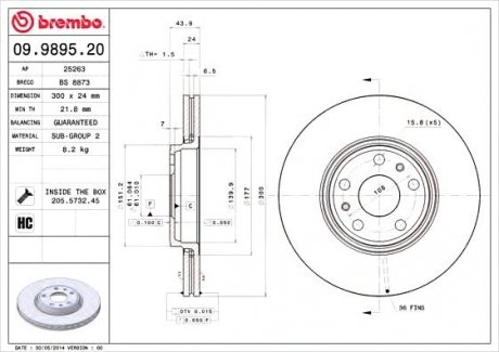 Гальмівний диск BREMBO 09.9895.20