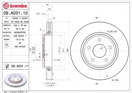 Тормозной диск BREMBO 09.A031.10