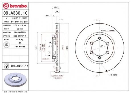 Гальмівний диск BREMBO 09.A330.11