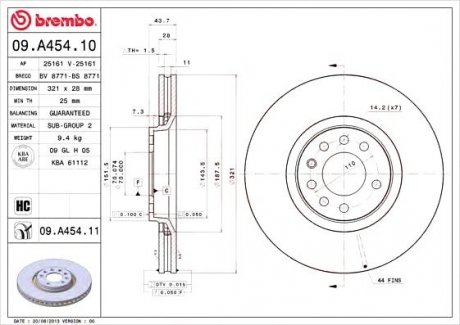 Гальмівний диск BREMBO 09.A454.11