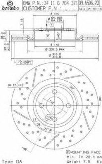 Тормозной диск BREMBO 09.A506.20 (фото 1)