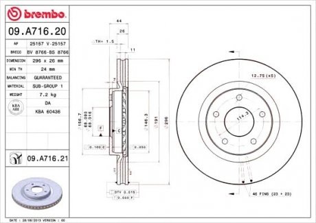 Гальмівний диск BREMBO 09.A716.21 (фото 1)