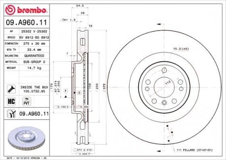 Тормозной диск BREMBO 09.A960.11