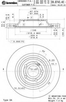 Тормозной диск BREMBO 09.B743.41