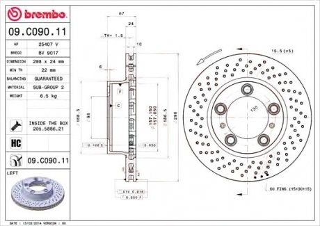 Тормозной диск BREMBO 09.C090.11 (фото 1)