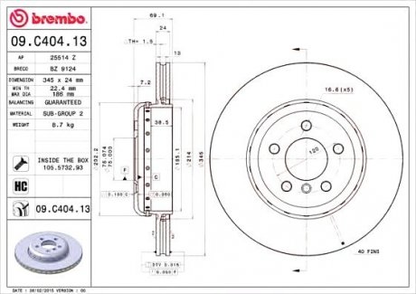 Тормозной диск BREMBO 09.C404.13 (фото 1)