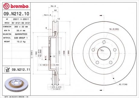 Тормозной диск BREMBO 09.N212.11
