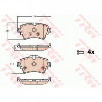 Гальмівні колодки дискові BMW 2 (F45) "F "14>> TRW GDB2087 (фото 1)