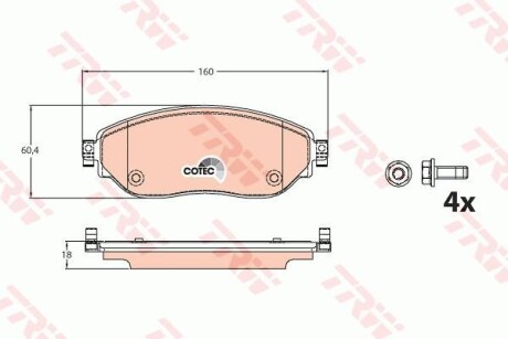 Гальмівні колодки дискові OPEL Vivaro "F "14>> TRW TRW GDB2096