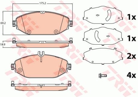 Гальмівні колодки дискові MERCEDES C (W205) "F "14>> TRW TRW GDB2097