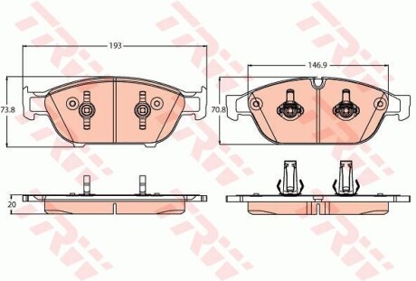 Гальмівні колодки дискові AUDI A6/A7 "F "12>> TRW TRW GDB2113