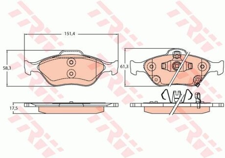 Гальмівні колодки дискові TOYOTA Yaris "F "05>> TRW TRW GDB3625